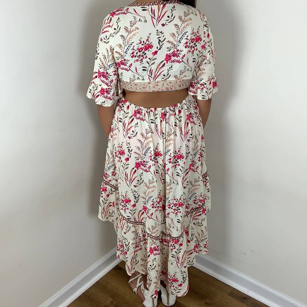 Floral Plunging Front Tie High Low Dress Size S - Picture 7 of 13
